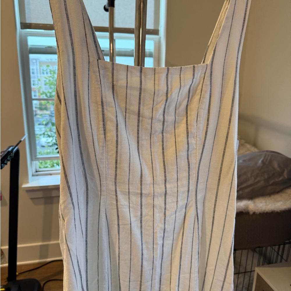 Old Navy White and Blue Striped Midi Dress